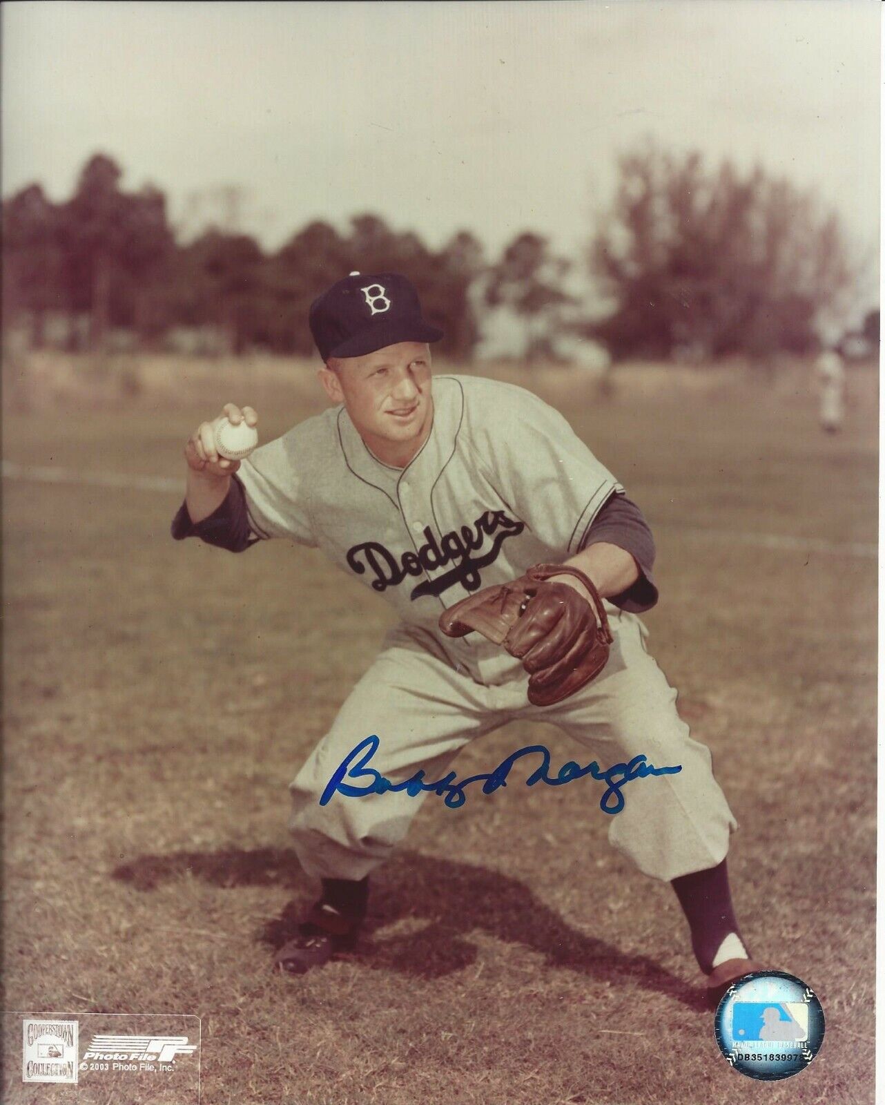 Bobby Morgan autographed 8x10 Brooklyn Dodgers #1