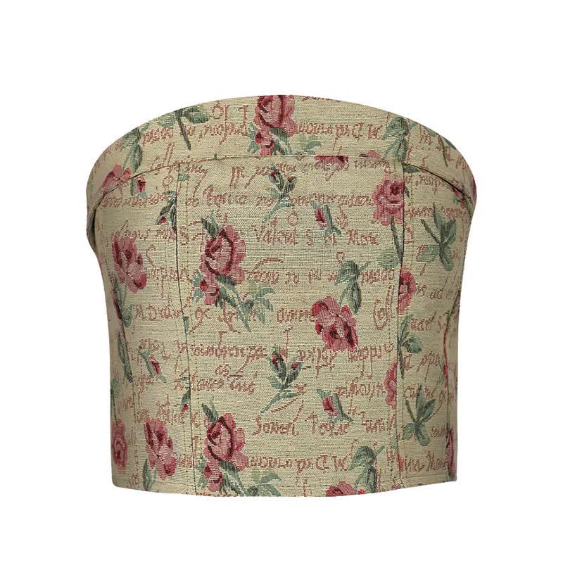 Vintage Rose Print Crop Top