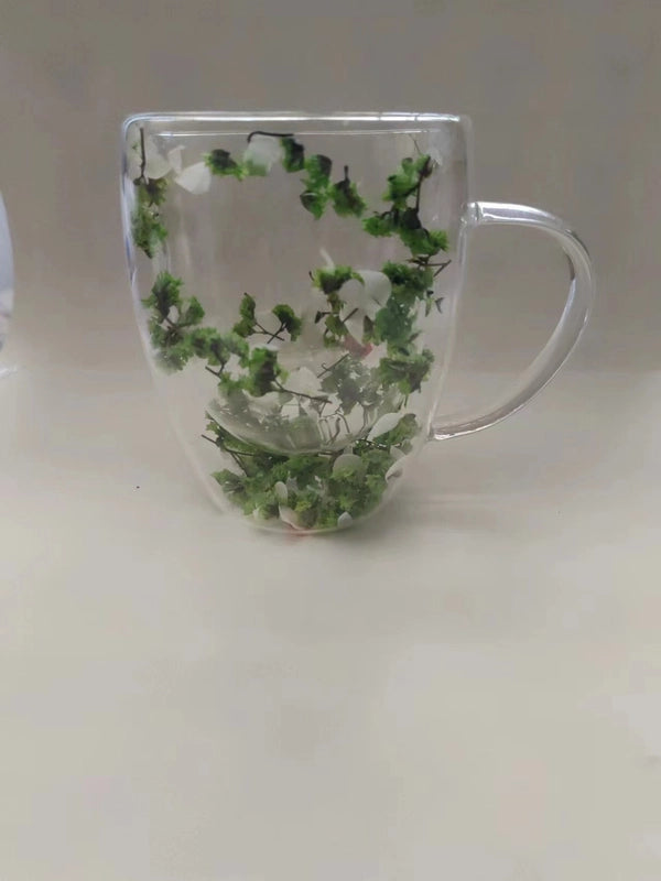 Double-layer Glass Quicksand Flower Cup Borosilicate Glass Double-layer Cup Breakfast Milk Coffee Cup Household Drinking Cup