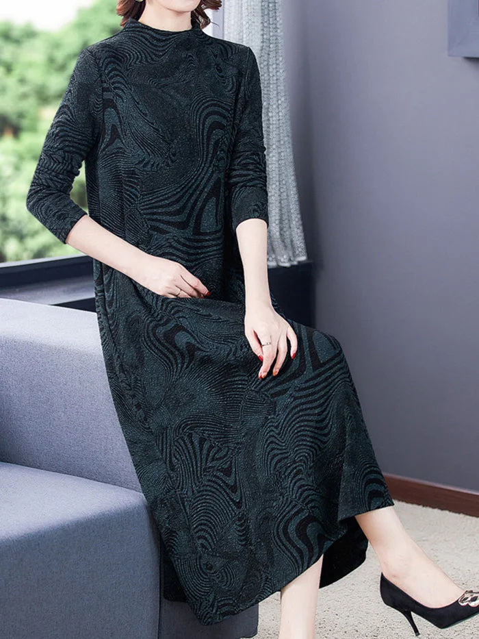 Fashionable and Elegant Knitted Long-sleeved Dress