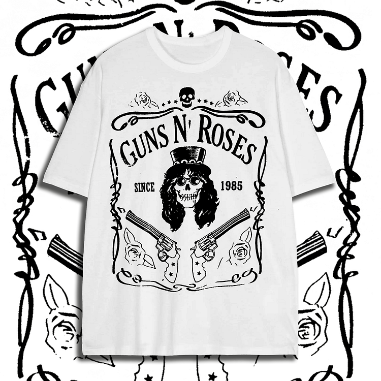 Davidhawaii100% Cotton Casual Trendy Rock Skull White T-shirt - 100% Cotton