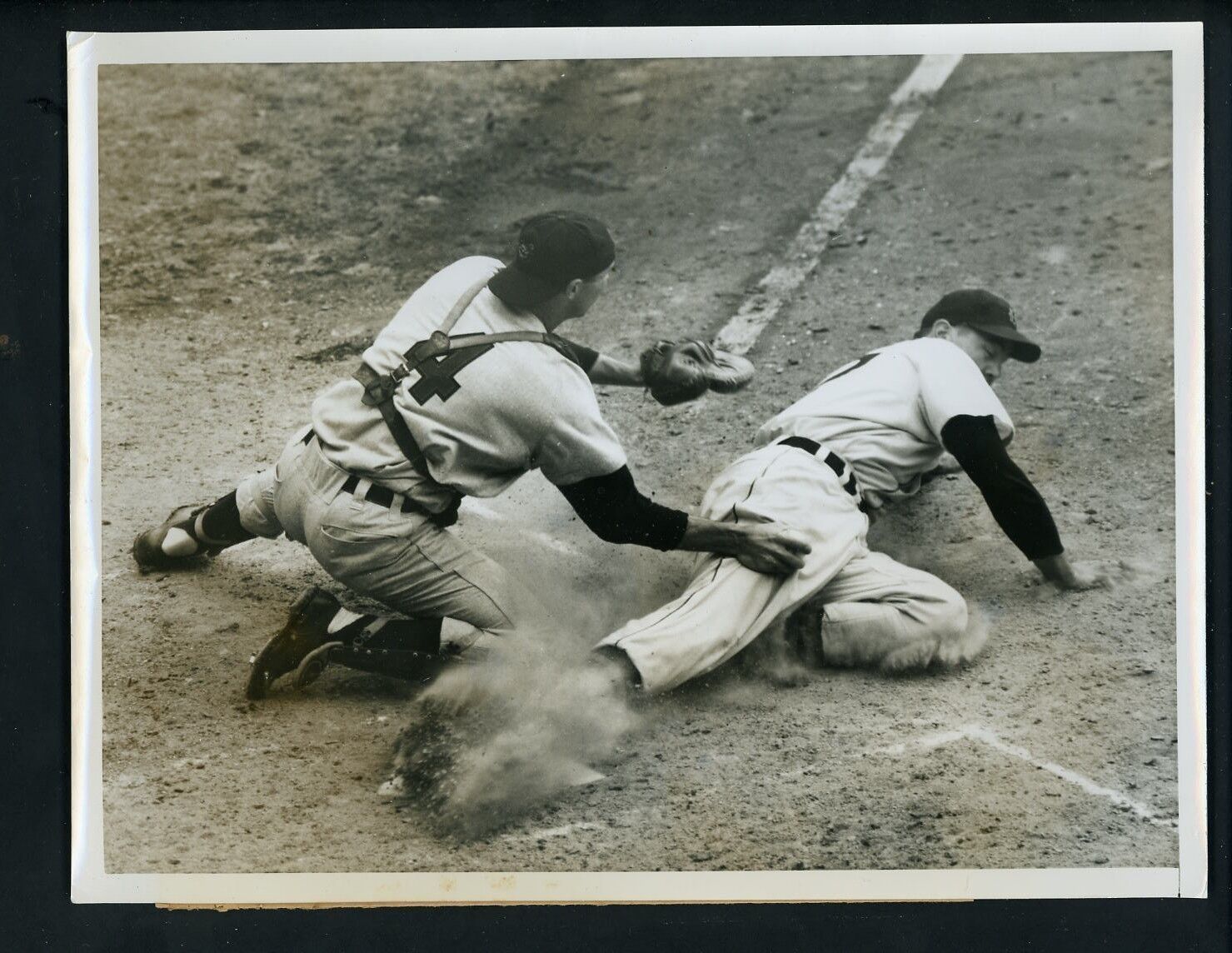 Jim Hegan & Bill Tuttle 1954 Press Photo Poster painting Cleveland Indians Detroit Tigers