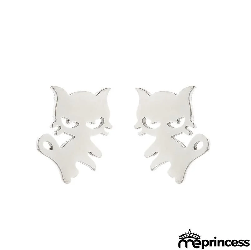 Women Fashion Hollow Eagle Owl Snake Dolphin Bee Giraffe Elephant Dog Cat Rabbit Fish Bird Penguim Stainless Steel Stud Earrings