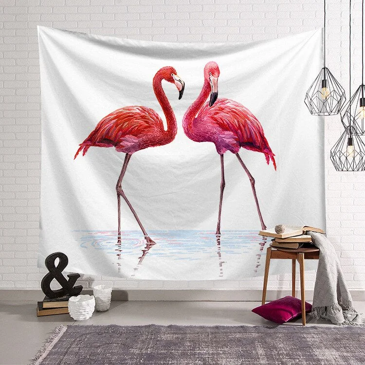 Flamingo Tapestry Pink Girl Heart Bedroom Decoration Fabric Wall Background Background Fabric Home Furnishing Fabric