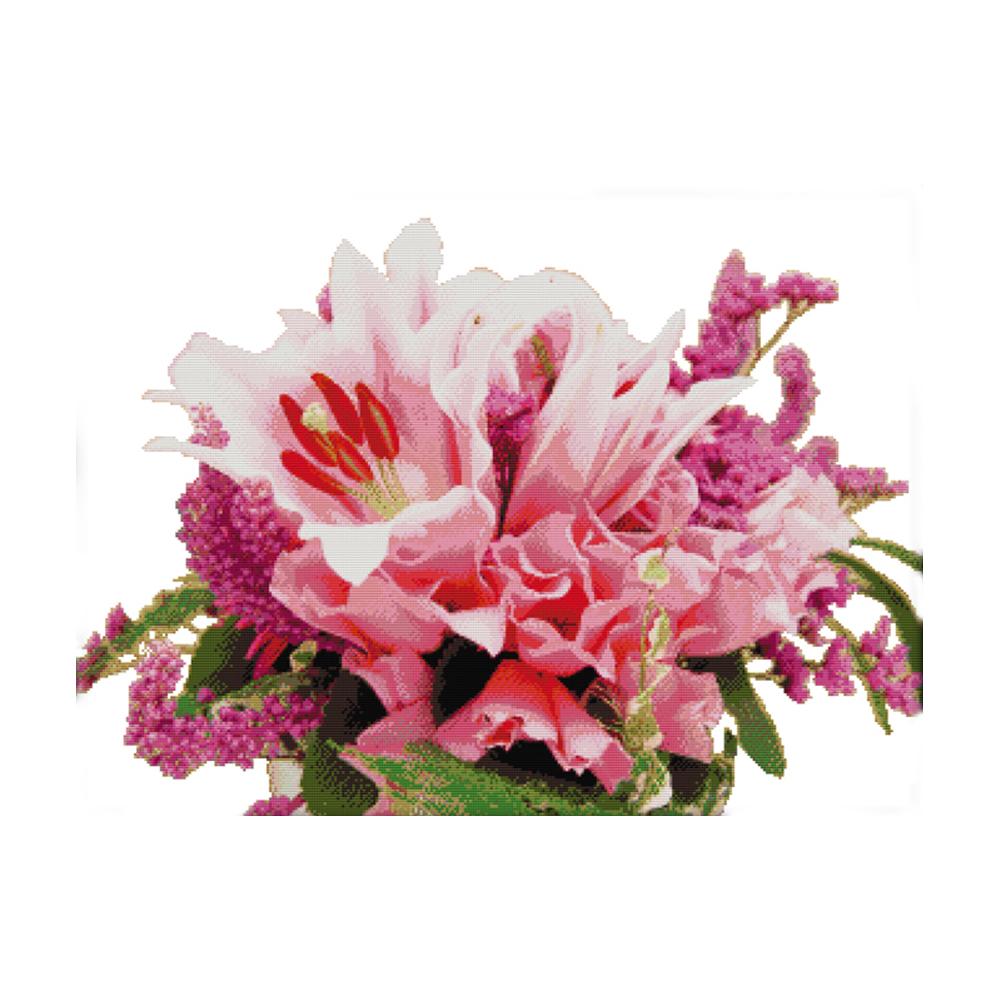 

Pink Lily - 14CT Stamped Cross Stitch - 67*53cm (Big Size), 501 Original