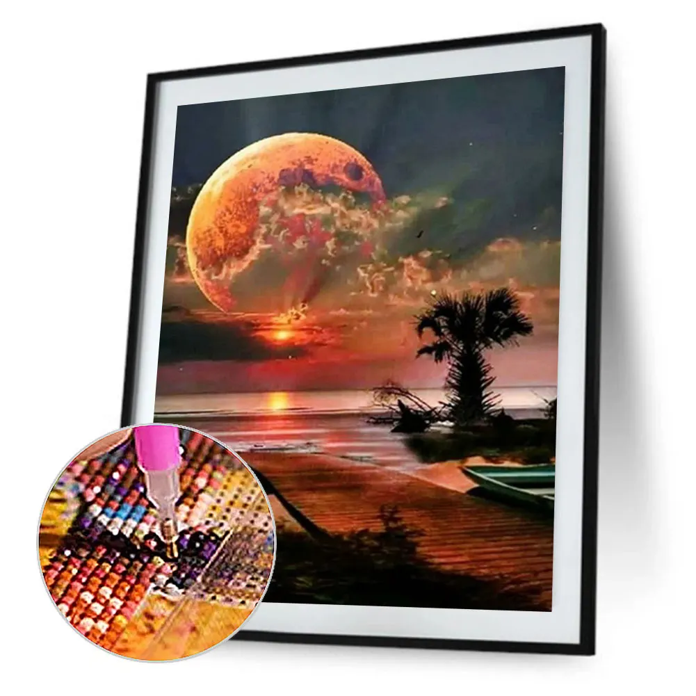 Full Round Diamond Painting 40*50cm - Sunrise At The Seaside