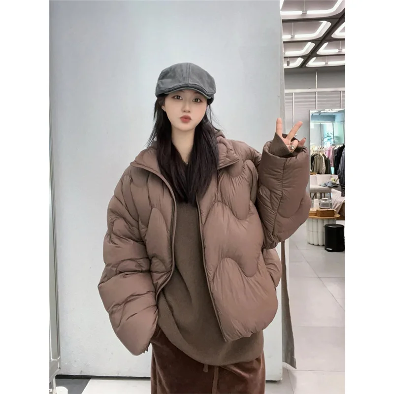 Toloer Jiangnan Home Wave Down Jacket Female Short Money Standing Collar Add Thick Cloud Puff 90 White Duck Velvet Winter New Coat Tide-Outfit Ideas