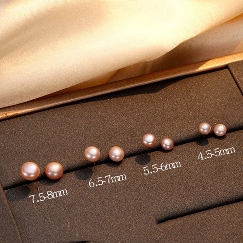 1 Pair 925 Sterling Silver Pearl Geometric Ear Studs
