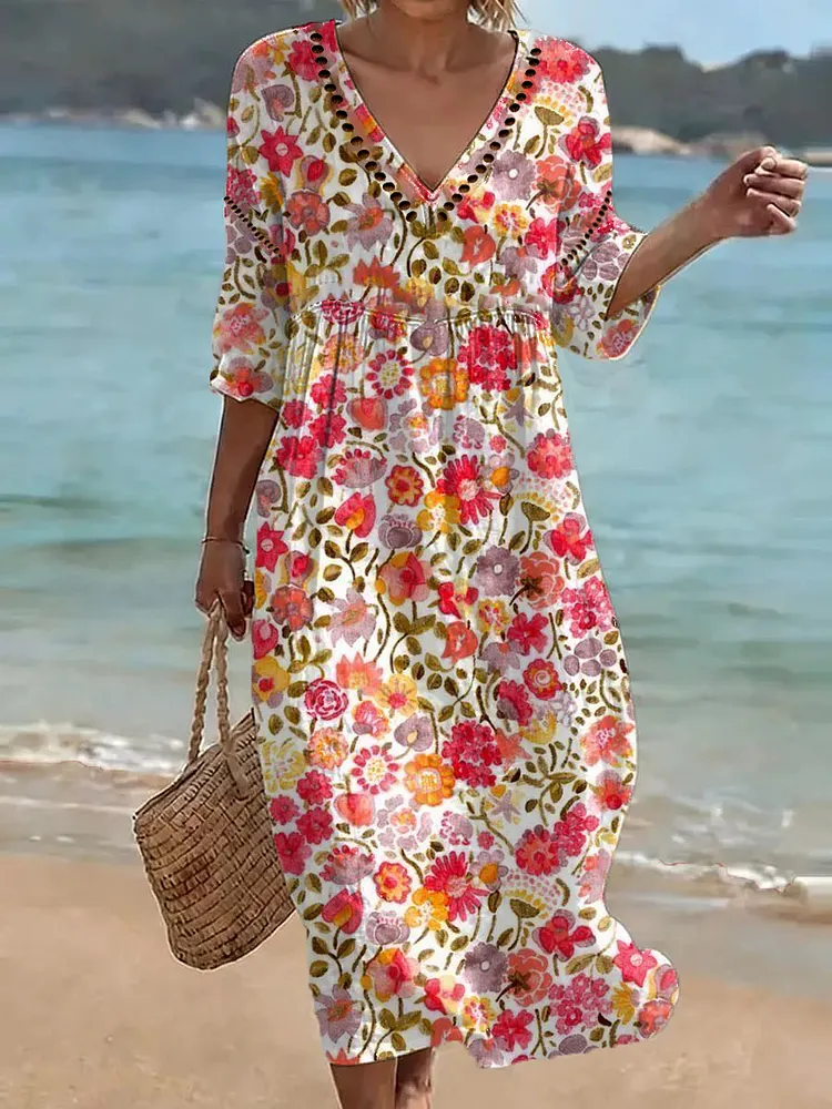 [Spot Big Sale] Women's Floral Print Casual Dress