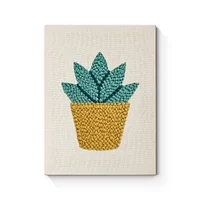 Yellow Cactus in Pot - Punch Needle