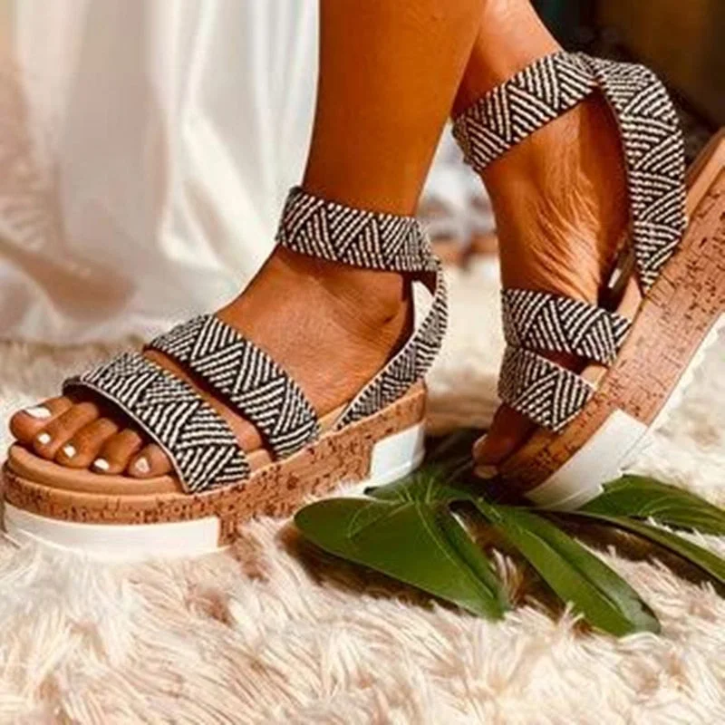 Sandals Women Shoes Summer Platform Hemp Slip On Ladies Sandalias Solid Plus Size Woman Footwear Beach Comfortable Female 2020