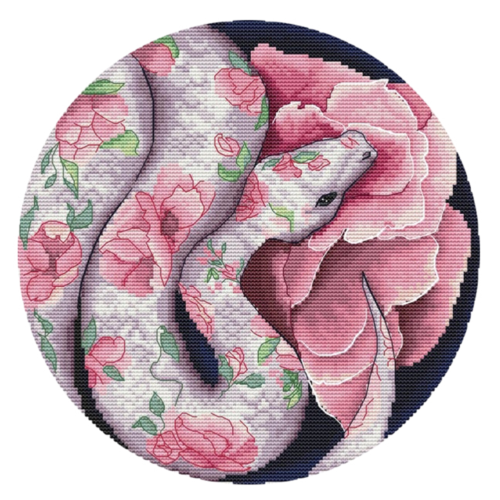 Snake Flower 11CT Pre-stamped Canvas(40*40CM) Cross Stitch