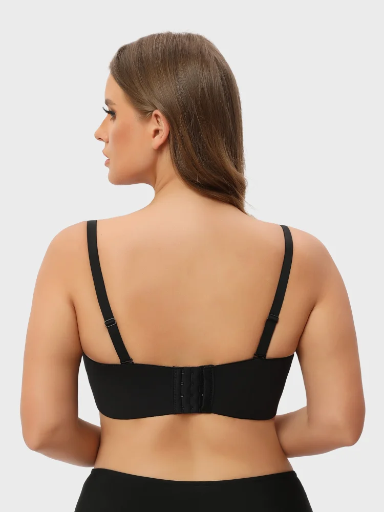  Nakans Full Support Non-Slip Convertible Bandeau Bra,  Detachable-Strap Bandeau Bra, Nakans Strapless Bra Plus Size (Color :  Black, Size : 36/80E) : Clothing, Shoes & Jewelry