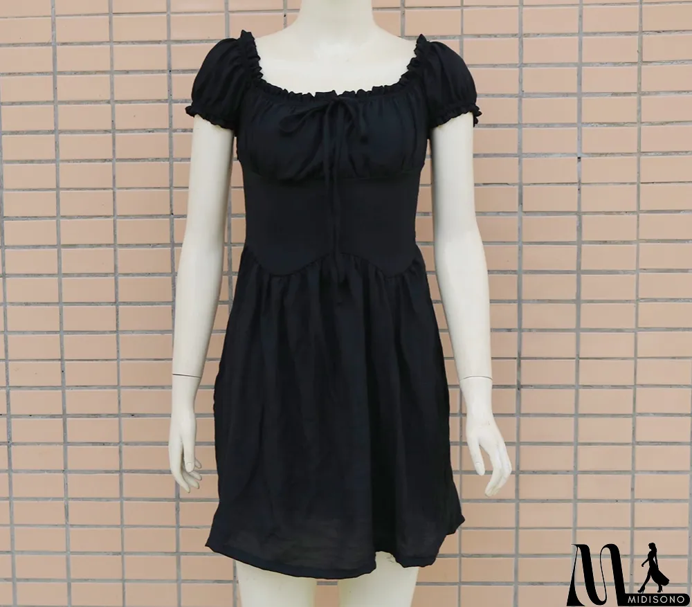 MidiSono - Summer Square High Waist Vintage Skater Dress