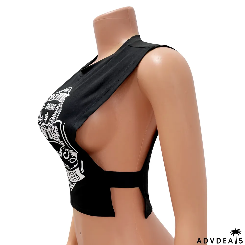 Fashion Sexy Loose Print Sleeveless Tank Top T-Shirt