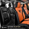 FLORICH Seat Covers for Cars, Waterproof Automotive Seat Covers, Leather Car Seat Covers 2 Pack, Universal Front Seat Cushion Protector for Most Cars Trucks SUV-Black&Orange