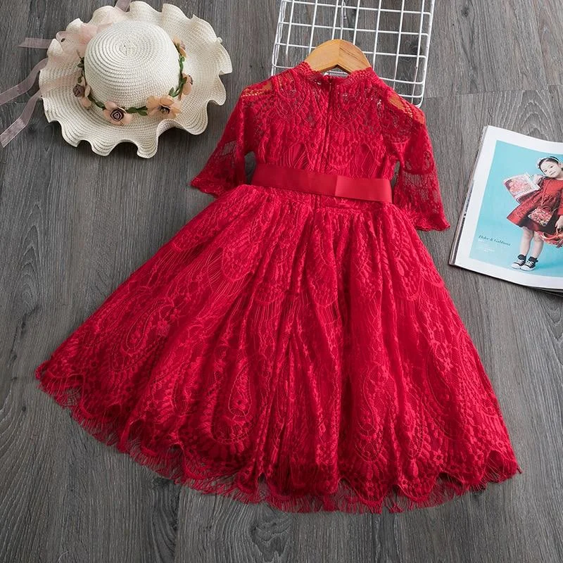 Lace Christmas Dress Girls New Year Costume Princess Wedding Dress Girls Party Dress 3-8Y Children Ceremony Prom Gown Dress