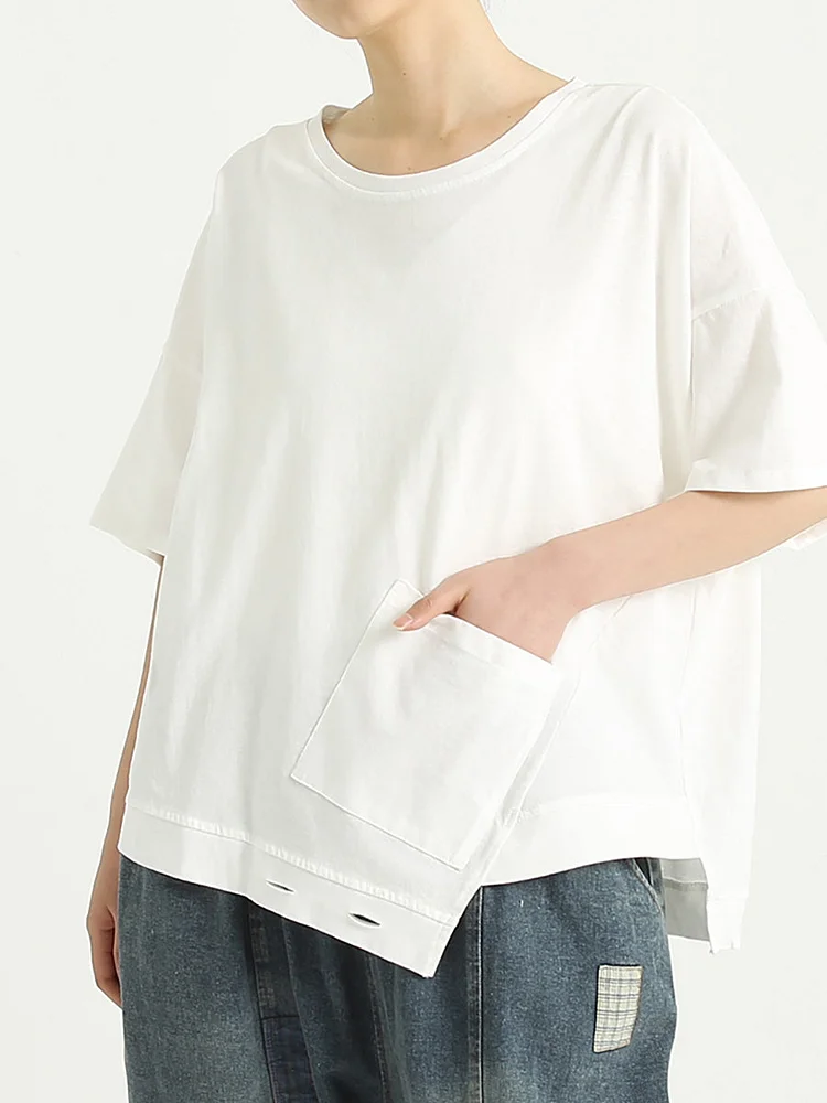 Cotton Women Short Sleeve Casual Roomy T Shirt