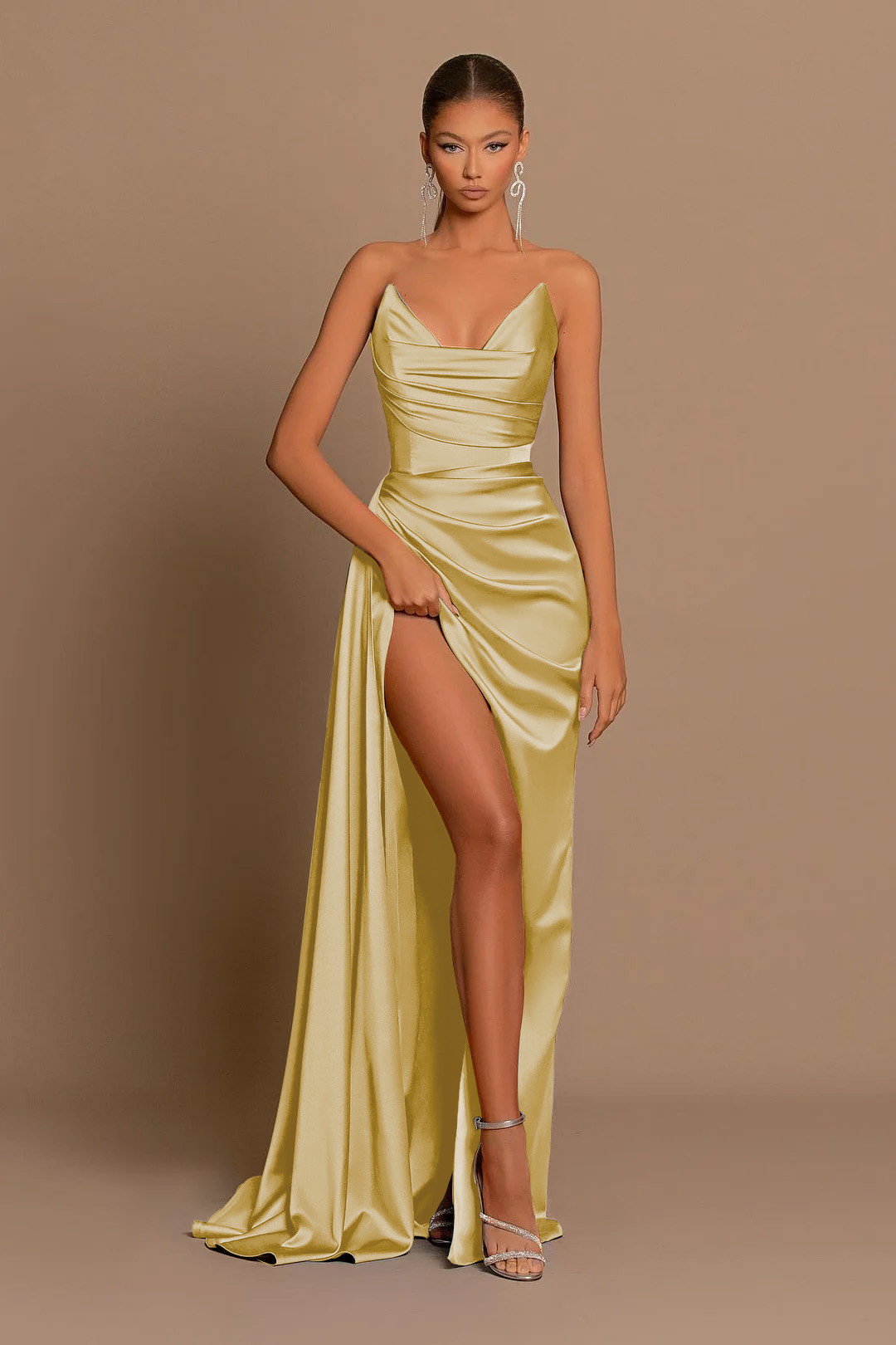 Mermaid Strapless Prom Dress with Ruffles - Off-The-Shoulder Style Online