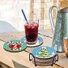 9Pcs Diamond Painting Wooden Christmas Cartoon Coasters with Holder Gift for Mom