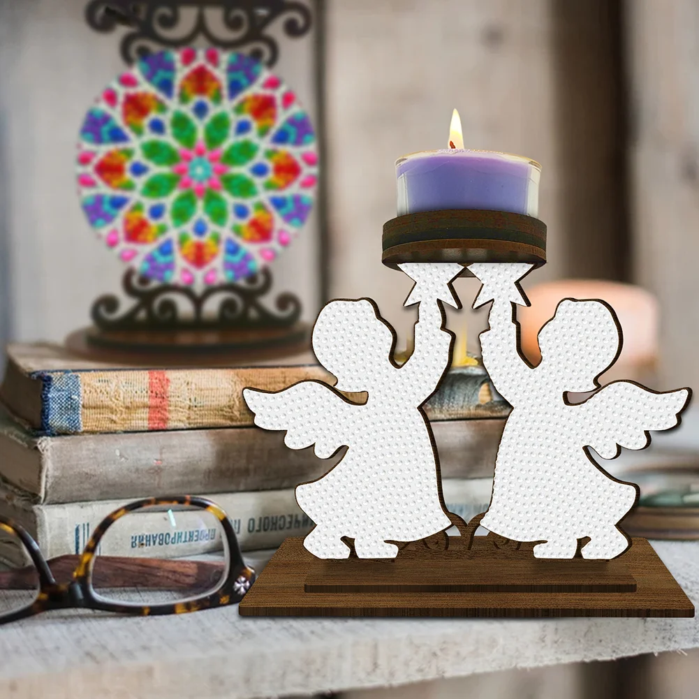 5D DIY Angel Desktop Diamond Painting Art Candle Holder Home Decor 