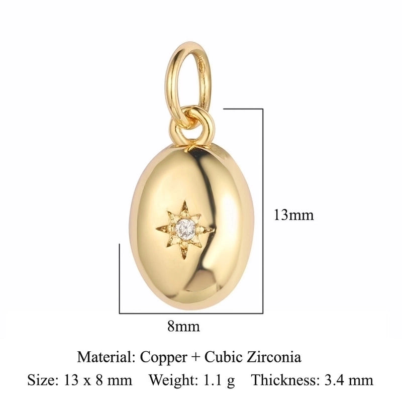 3 Pieces Copper Zircon 18K Gold Plated Star Water Droplets
