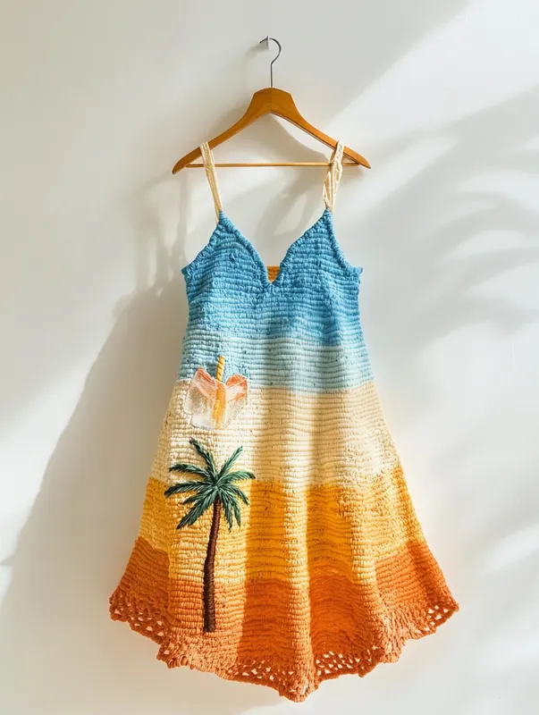 Knitted Summer Fashion Knitted Suspender Hollow Dress  92d4