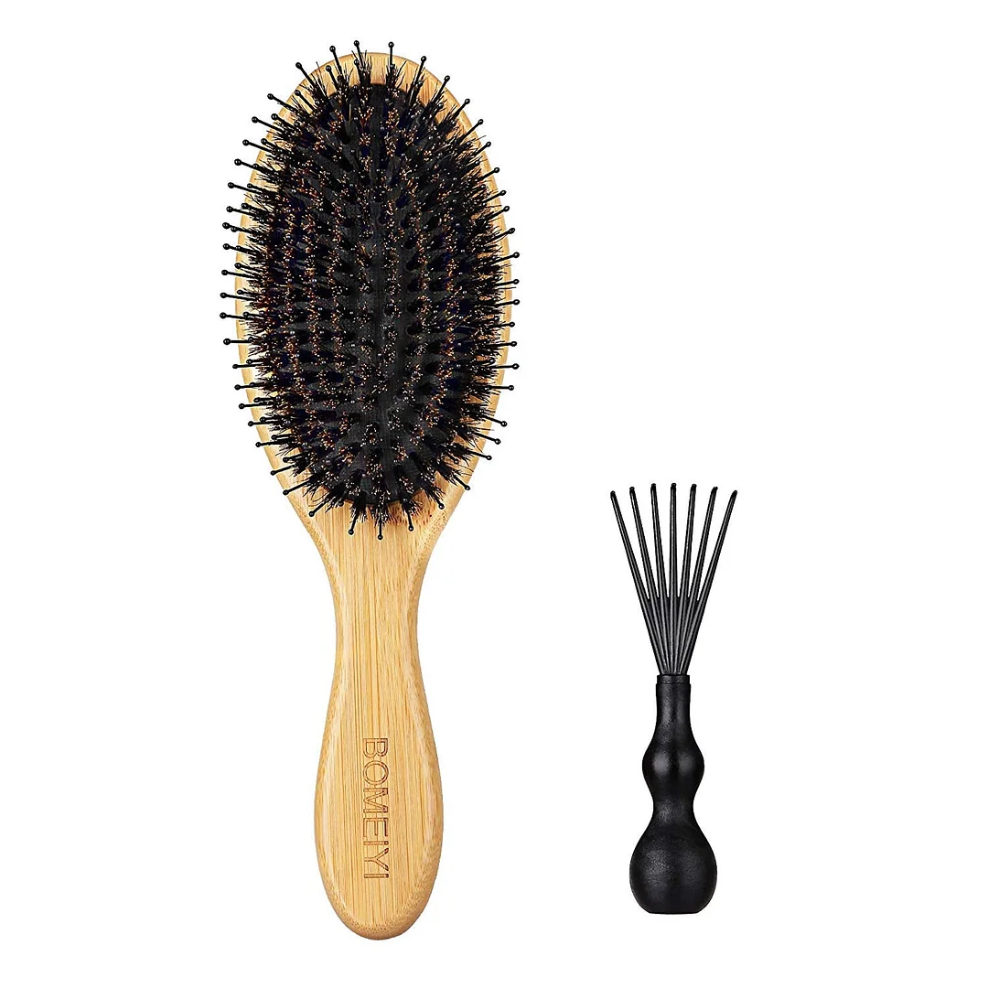 Wooden Bamboo Hair Brush, Paddle Brush Curly Hair Brush for Thick Hair & Anti Static Detangling
