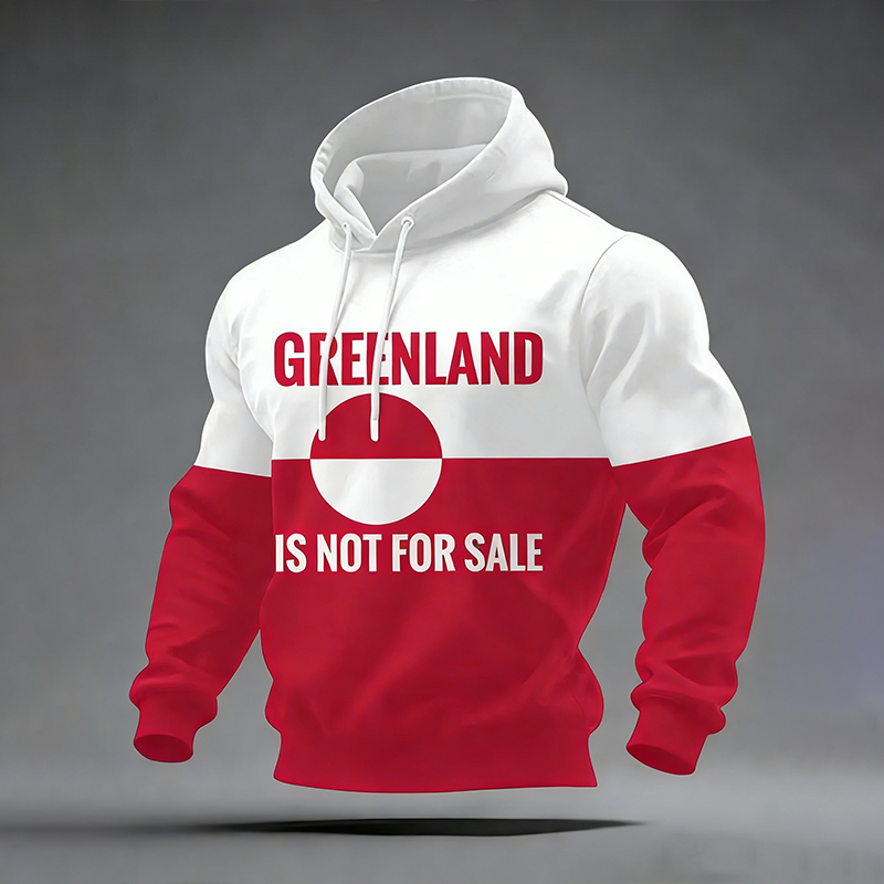 Men's Retro Greenland Not For Sale Print Hoodie artswardrobe