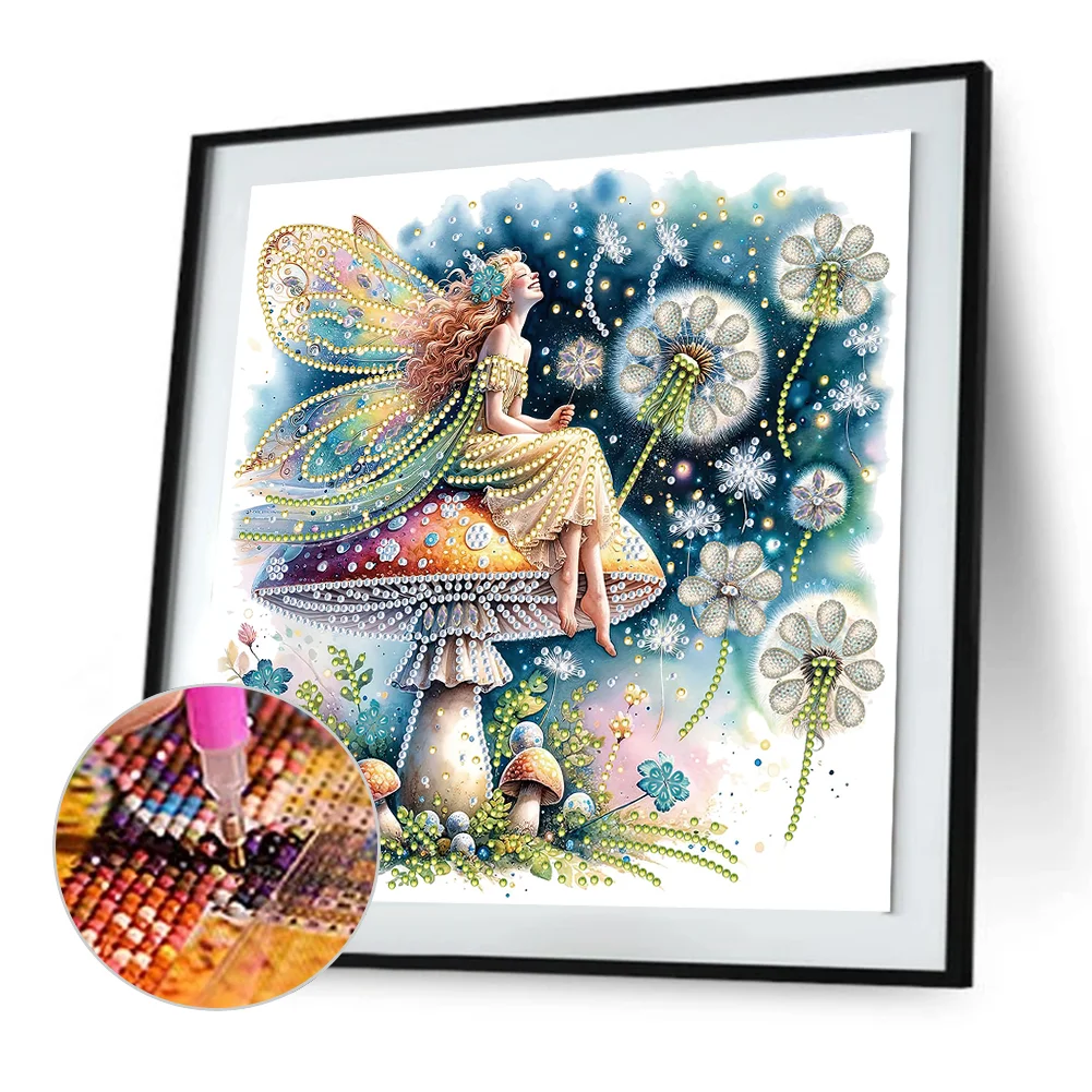 Partial Round Diamond Painting 30*30cm - Dandelion Mushroom Elf
