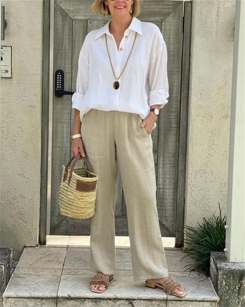 Women's Casual Solid Color Two Piece Suit