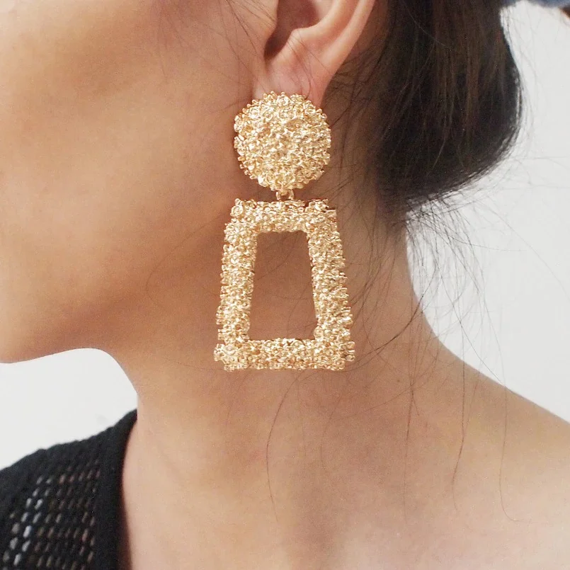 Geometric Vintage Personality Earrings Gold Silver Color ELCNEPAL
