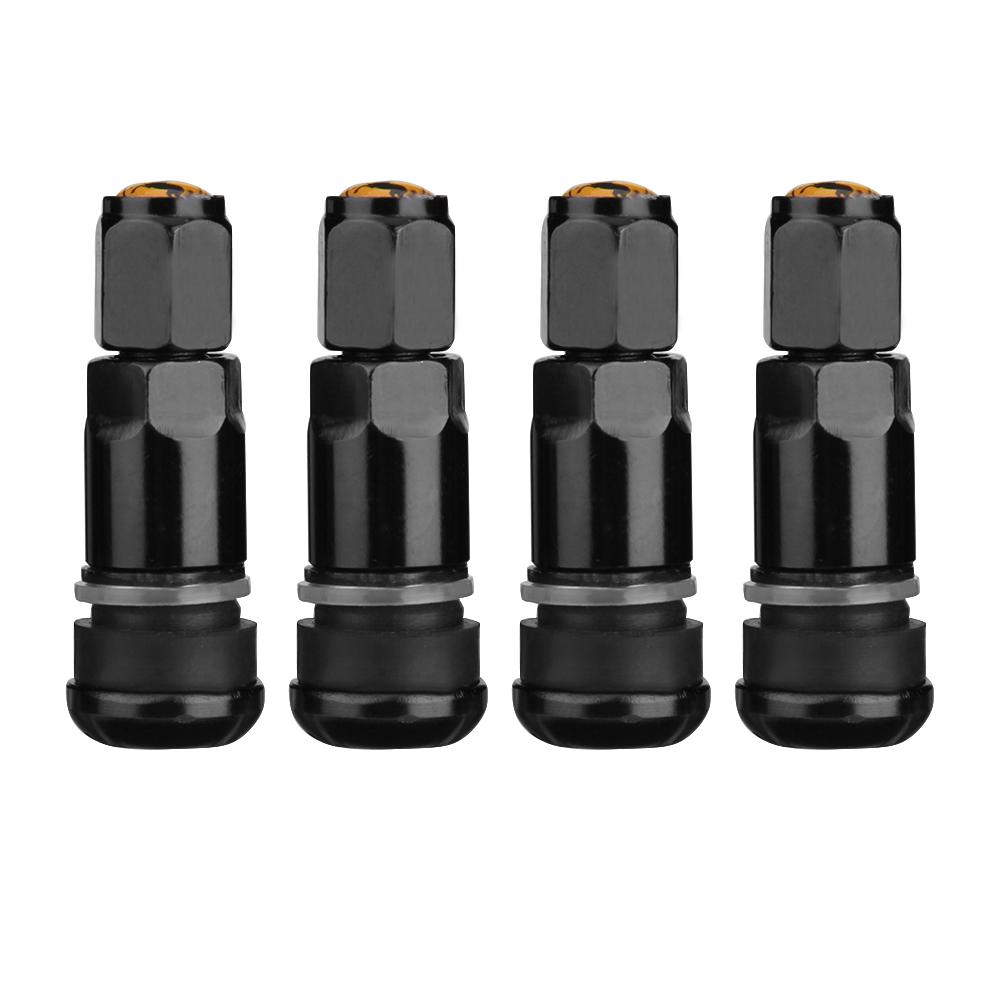 

4pcs Car Tubeless Tyre Valve Stems Caps Aluminum Alloy Tire Air Valve Stems, Black, 501 Original