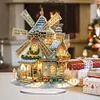 (US Only)2D Flat Print Winter Christmas House DIY 5D DIY Diamond Art Tabletop Decorations