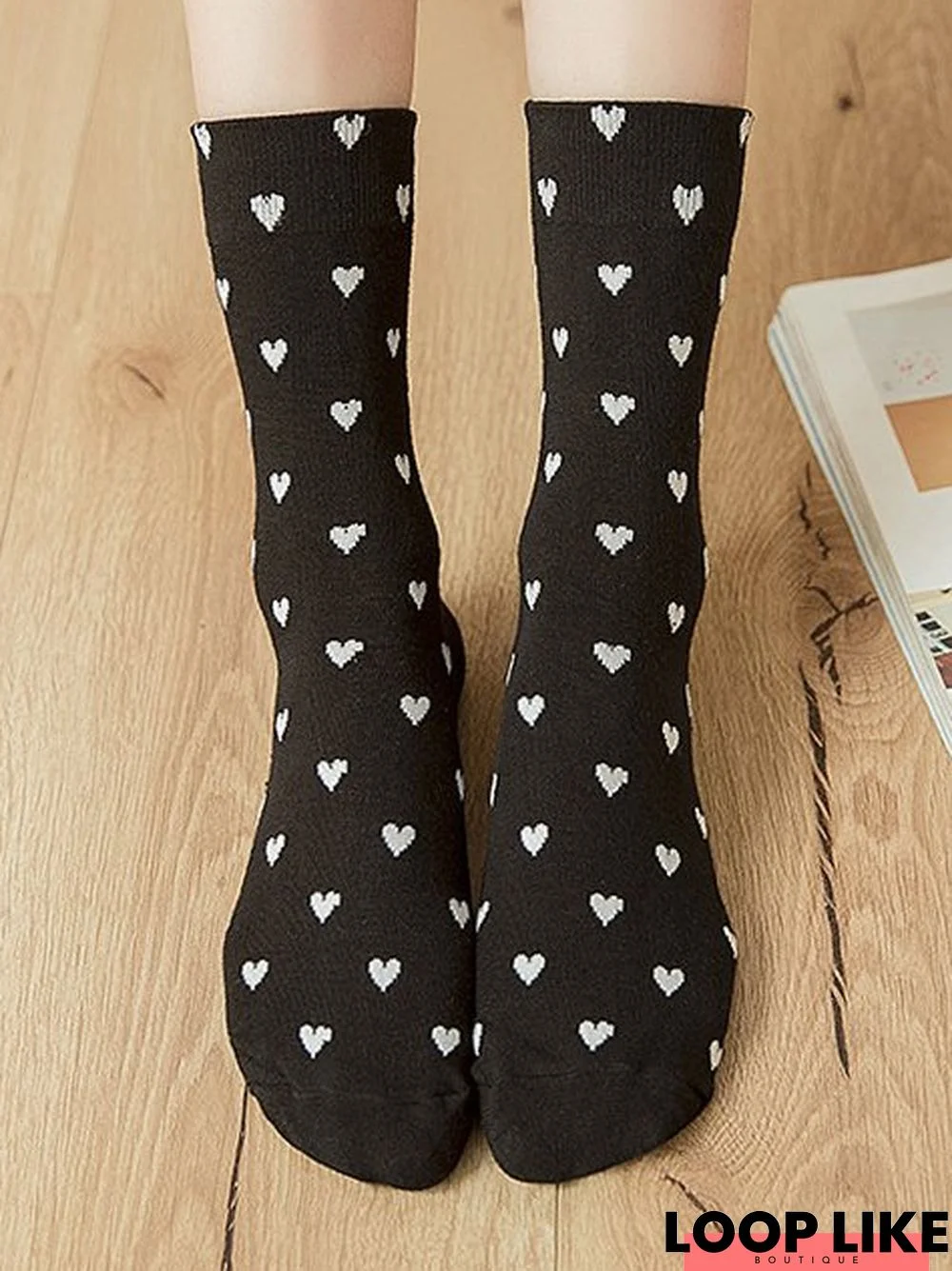 Casual Little Heart Pattern High Stretch Cotton Socks Valentine's Day New Year Daily Accessories