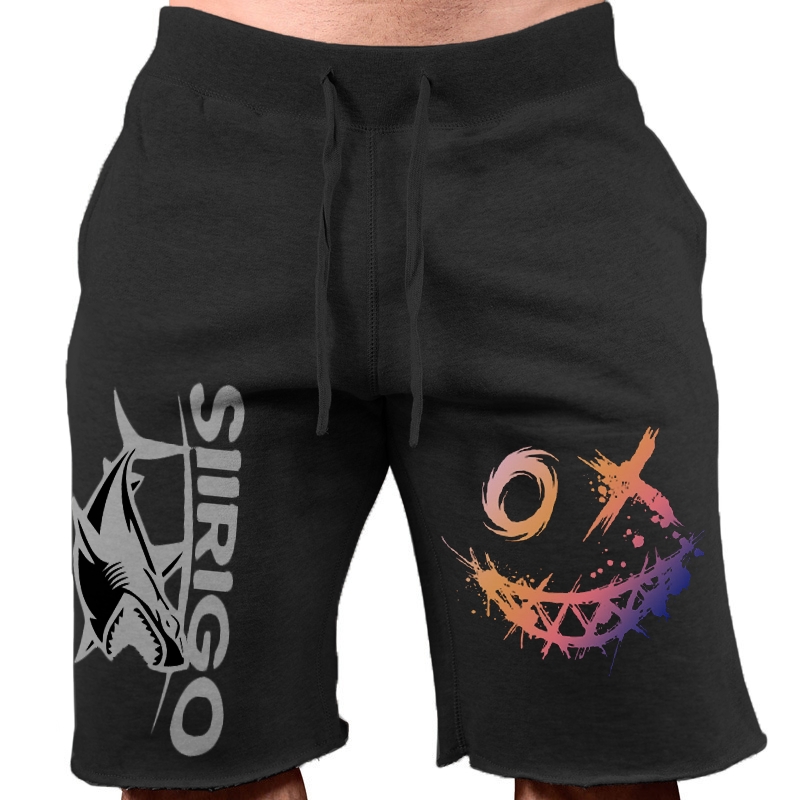 Evil Emoji TWO Graphic Print MEN'S SWEAT SHORTS WORKOUT