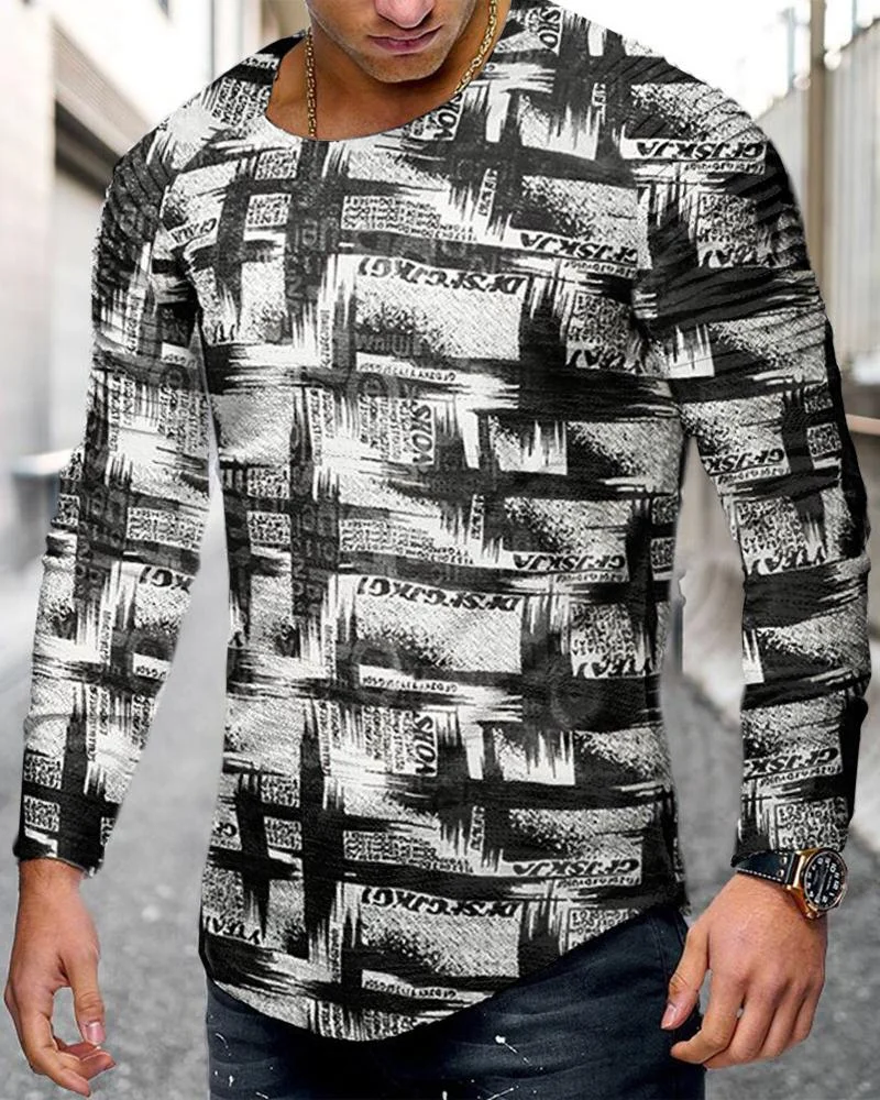 men's casual graffiti printing long sleeves