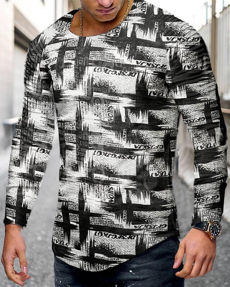 men's casual graffiti printing long sleeves