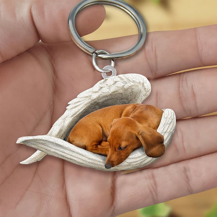 Dachshund Sleeping Angel Acrylic Keychain