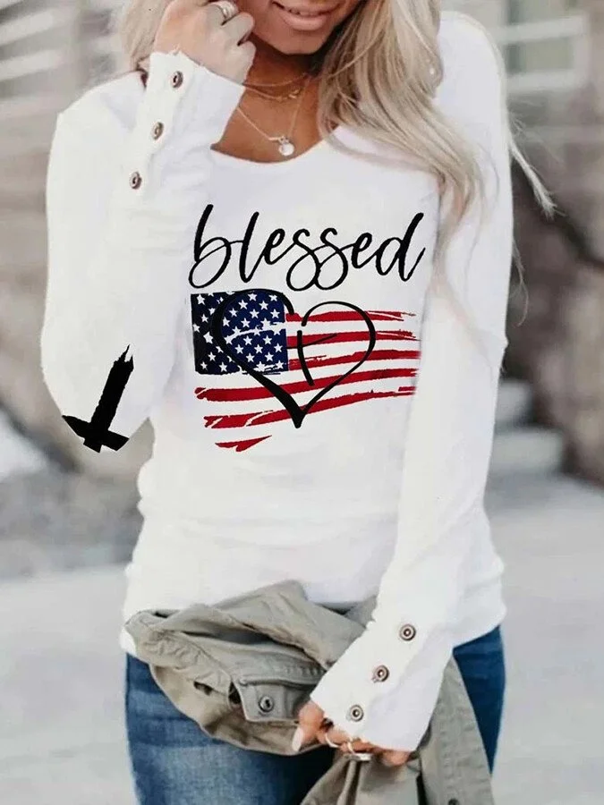 Dear Person Behind Me, Blessed National Flag Long Sleeve T-shirt