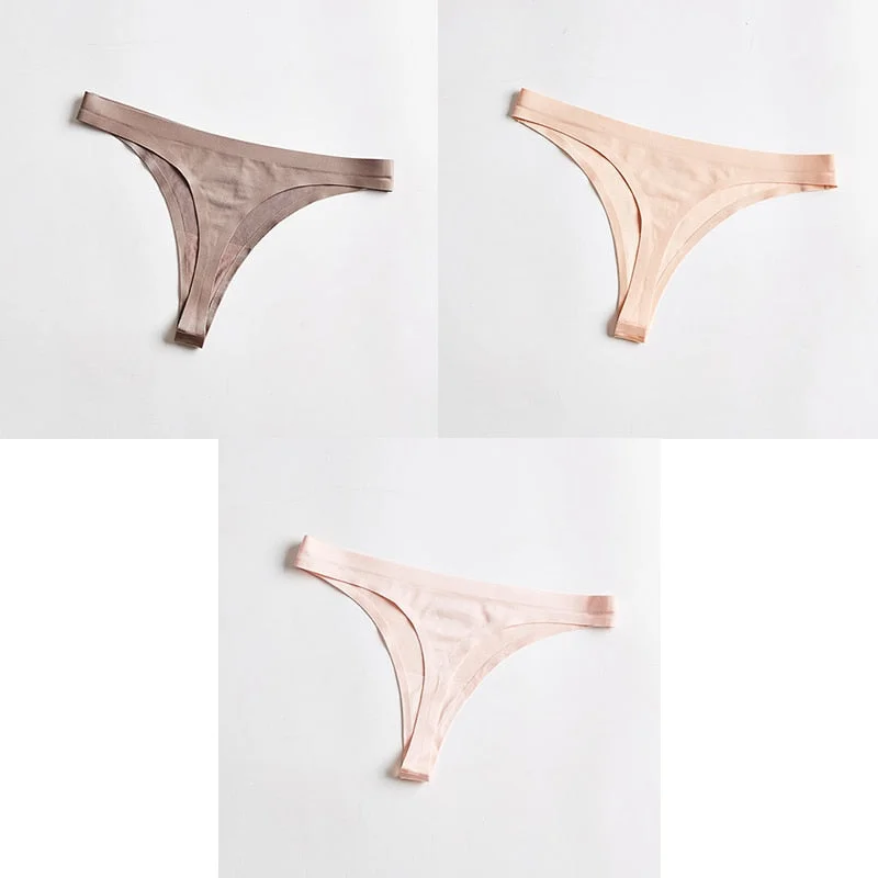 3pcs Woman Thongs Seamless Underwear For Women Sexy Sports Panty Female T-back G-string Underwear Ice Silk Ladies Underpants