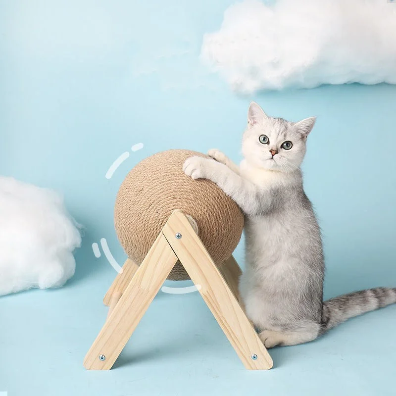 Cat Scratching Ball Toy Kitten Sisal Rope Ball Board Grinding Paws Toys - vzzhome