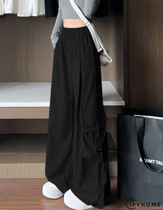 Drawstring Waist Flap Pockets Cargo Pants, Casual & Versatile High Waist Pants For Spring & Summer, Women's Clothing | IFYHOME
