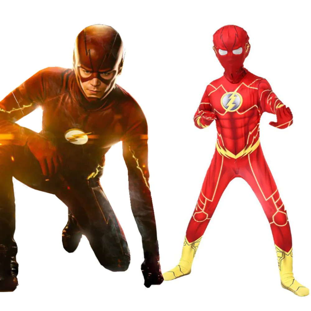 Kids The Flash Barry Allen Cosplay Costume Jumpsuit Outfits Halloween Carnival Suit