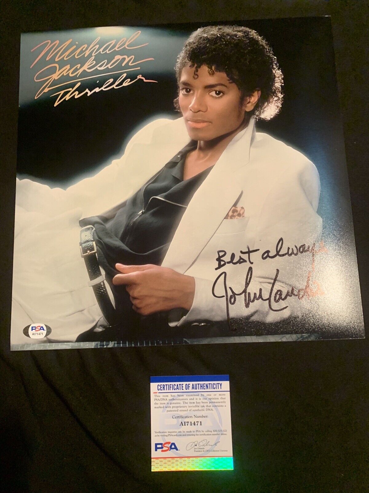 john landis signed 12x12 Photo Poster painting Of Michael Jackson Thriller Album Cover Psa Coa