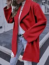 Simple Solid Color Lapel Collar Buttoned Loose Casual Woolen Outerwear
