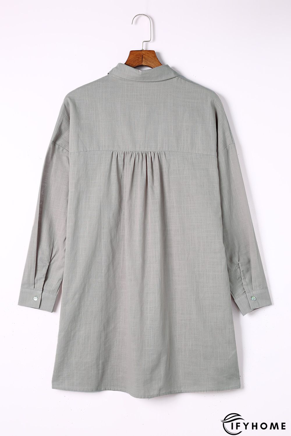 Gray Lightweight Shirt Style Beach Cover Up | IFYHOME