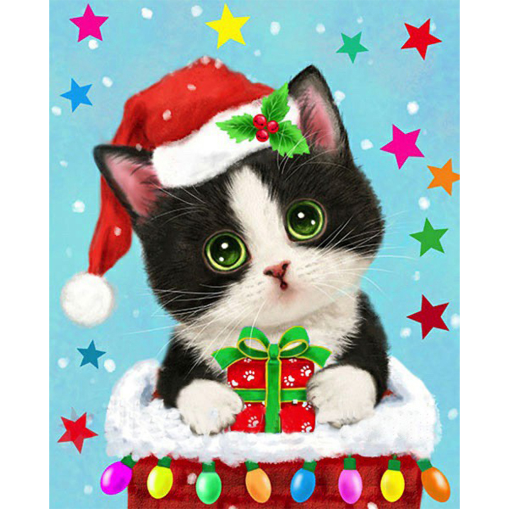 

Christmas Cute Cat - Round Drill Diamond Painting - 30*40CM, 501 Original