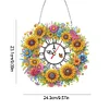 (US Only)2D Flat DIY Sunflower Wreath 5D Diamond Hanging Clock Art Craft for Home