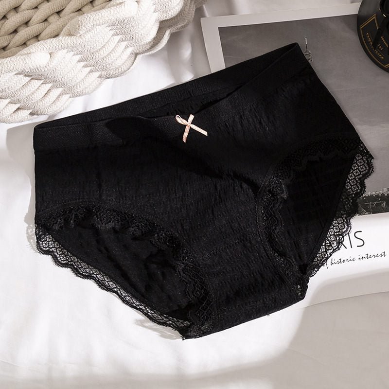 Women Cotton Panties Middle Waist Underwear Female Underpants  Sexy Briefs Black Solid Color Pantys for Woman Intimates Lingerie